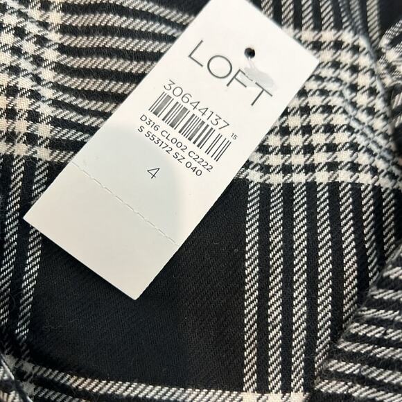 NWT LOFT‎ Black White Petite Plaid Puff Sleeve Swing Dress Size 4 NEW Preppy - Picture 11 of 16